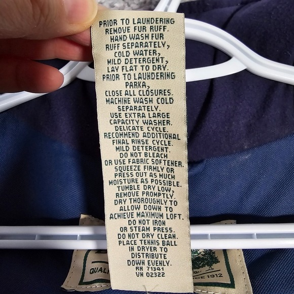 LL Bean Men Goretex Parka Jacket Size Large Blue Down Insulated Outdoor READ - Picture 7 of 13